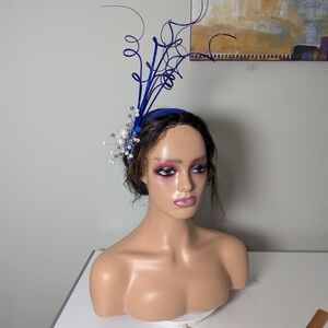 Blue Quill Fascinator with Pearls